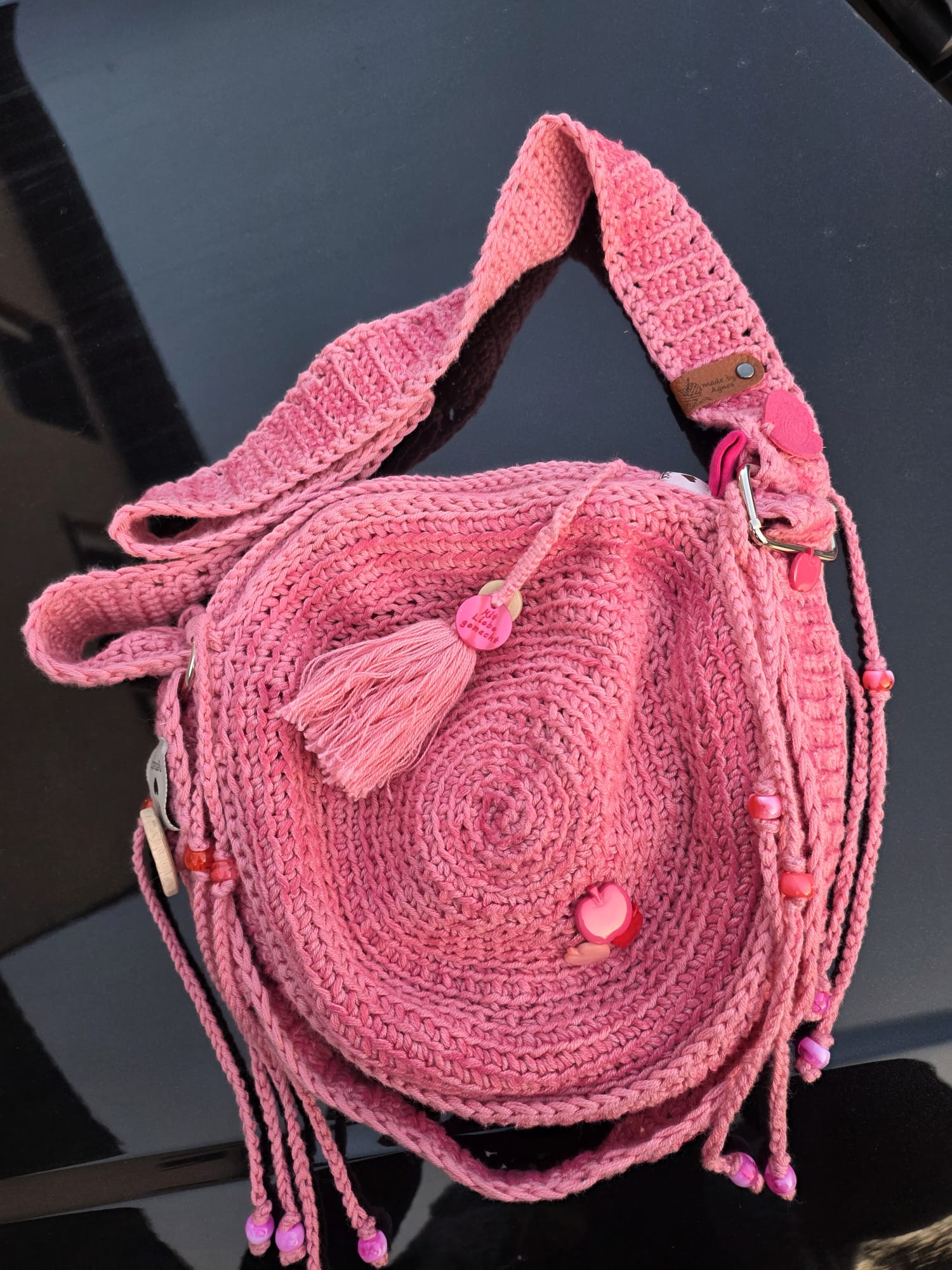 Tasche Rosa Rund Haekeln – Eigenkollektion Agnes Art